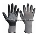 Nylon gris tricoté travail gants avec mousse respirante noire Nitrile enduction (N1566BRF)